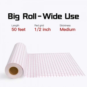Clear Vinyl Transfer Paper Tape Roll – 12 x 50 FT w/Alignment Grid Application Tape for Silhouette Cameo,