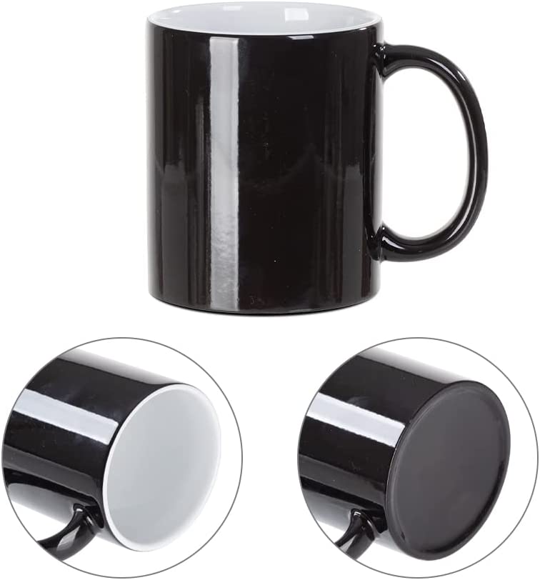Wholesale 11 oz Color Changing Magic Mugs Glossy Black Coffee Mugs