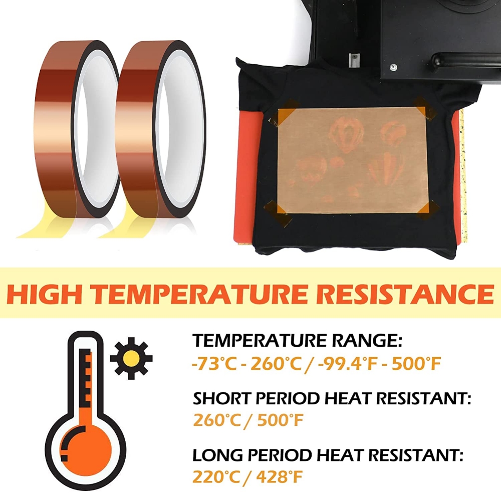 2 Rolls Heat Tape, 10Mm X 33M 108Ft Heat Resistant Tape, Heat Transfer Tape,  Heat Tape For Sublimation, Thermal Tape - AliExpress