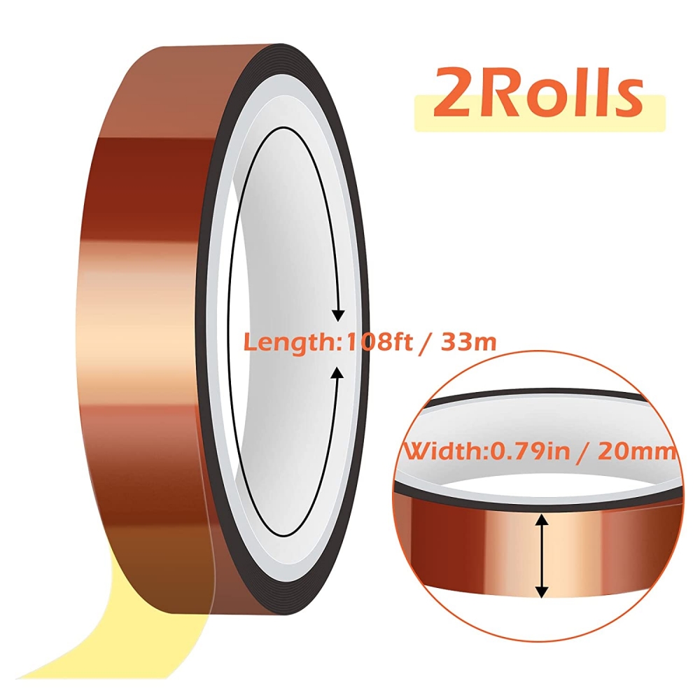 2 Rolls Heat Tape High Temperature 15mmx33m(108ft) Sublimation Tape Red