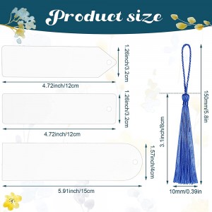 Heat Transfer Sublimation Blank Bookmark with Hole and Colorful Tassels Metal Aluminum DIY Bookmark