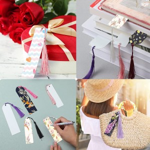 Heat Transfer Sublimation Blank Bookmark with Hole and Colorful Tassels Metal Aluminum DIY Bookmark