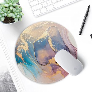 Textured Mouse Mat Waterproof Non-Slip Rubber Base Round Mousepad with Stitched Edge Premium