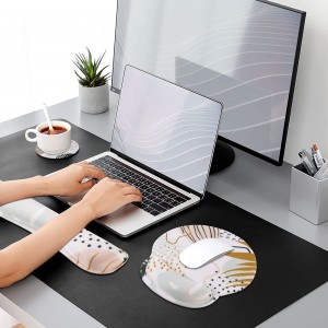 Ergonomic Mouse Pad with Non-Slip Base for Computer Laptop Home Office + Coasters