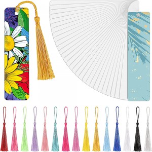 Sublimation Blank Bookmark Heat Transfer Metal Aluminum DIY Bookmark with Hole and Colorful Tassels for Crafts