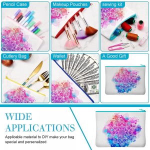 Mixed Color Sublimation Blank Canvas Makeup Bags Bulk Blank DIY Heat Transfer  with Zipper