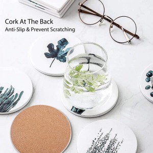 Sublimation Blanks Coaster for Drinks, Absorbent Ceramic Stone Coaster Set with Cork Backing Pads