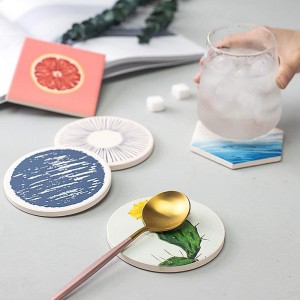 Sublimation Blanks Coaster for Drinks, Absorbent Ceramic Stone Coaster Set with Cork Backing Pads