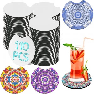 Sublimation Blanks Cup Coasters , 2.76inch Circular Opening Blank Sublimation Coaster for DIY Coasters Crafts