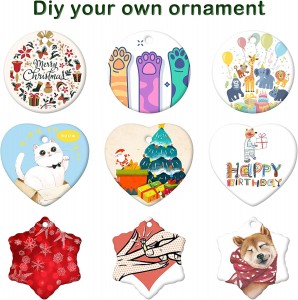 Sublimation Ceramic Ornament for Crafting DIY Personalized Christmas Home Decor