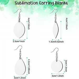 Sublimation Earring Blank Heat Transfer Wire Hooks Earrings Unfinished Wood Teardrop Earring Pendants
