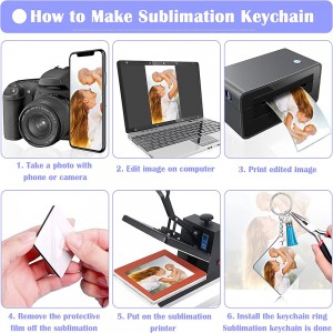 Sublimation Keychain Making Kit with Square Heat Transfer Blanks