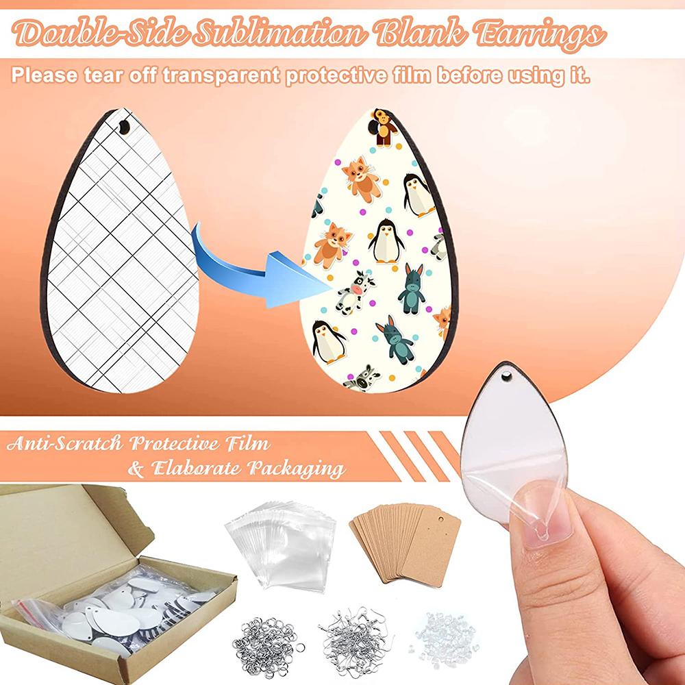 Wholesale Sublimation Earrings Blank Bulk, Sublimation Printing Earrings  Unfinished Teardrop Heat Transfer Earring Pendant Manufacturer and Supplier