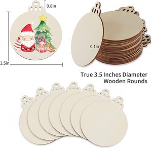 3.5 Inch Wooden Christmas Ornaments Unfinished Wood Slices with Holes