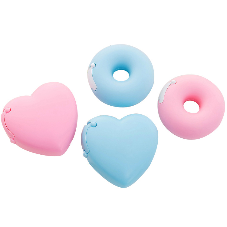 Hot Sale 25mm Plastic Candy Color Sweet Heart Donut Heat Tape Dispenser With Tape Cutter Featured Image