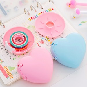 Hot Sale 25mm Plastic Candy Color Sweet Heart Donut Heat Tape Dispenser With Tape Cutter