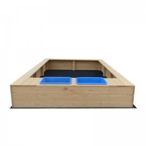 C346 Playground Games Rectangular Sandpit Wooden Sandbox for Outdoor