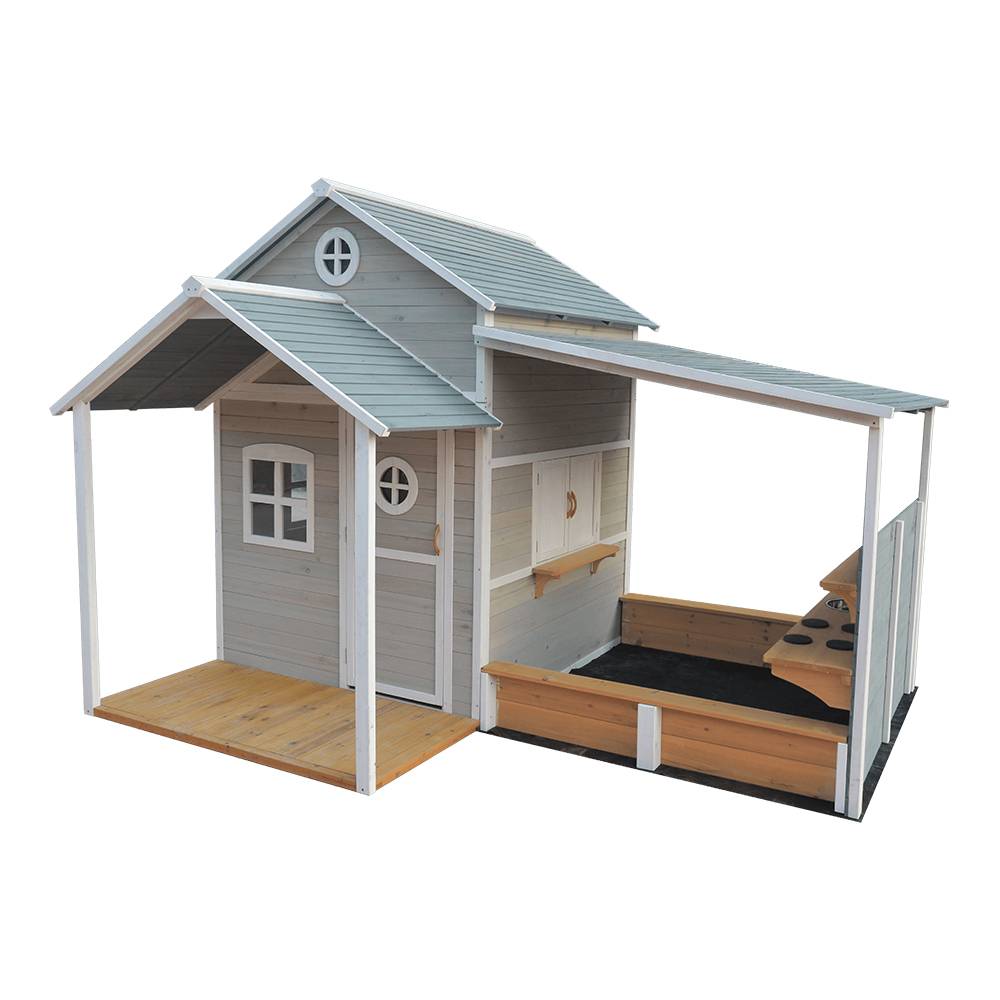 C337 Wooden Kids Outdoor Playhouse For Sale With Sandbox Kitchen Featured Image