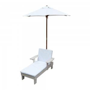 Chaise longue d'extérieur en bois pour enfants C502 avec parasol