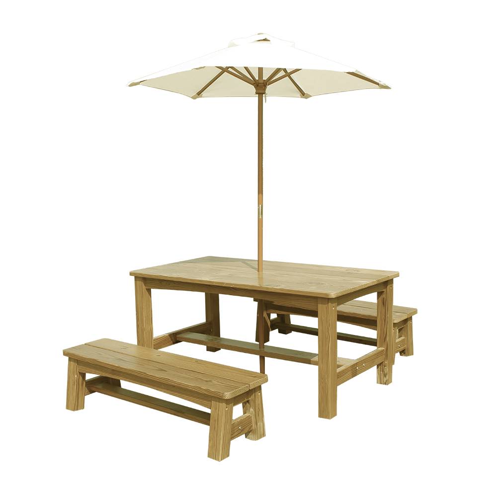 Hot sale Factory 2 Step Plant Stand - Wood Outdoor Children Picnic Table and Chair With Parasol – GHS