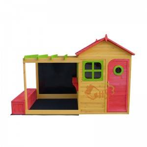 Casa de juegos para niños C185 con caja de arena del proveedor de casas de juegos de madera