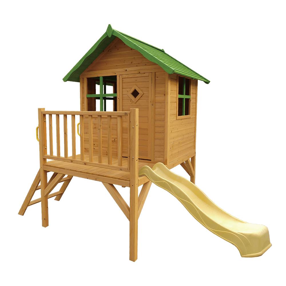 Factory Outlets Outdoor Swing And Slide - Wooden Children Outdoor Cubby House With Slide – GHS