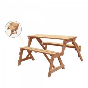 T082 Tavolinë dhe karrige e palosshme me dru për fëmijë