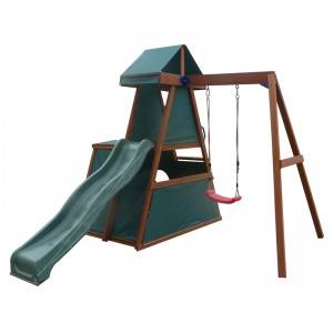 C165 Garden Kids Wooden Swing And Slide Set Playground