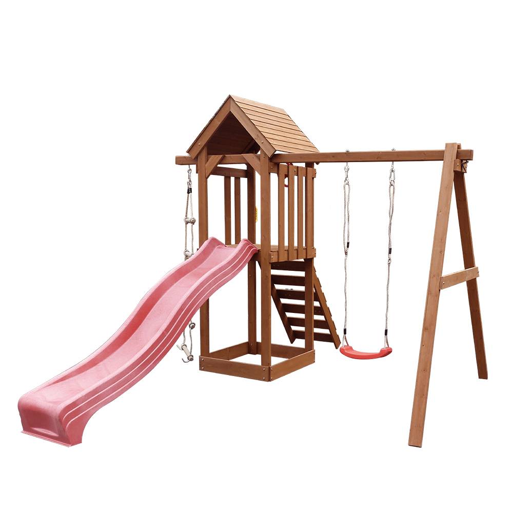 Factory selling Flat Roof Chicken Coop - Outdoor Children Wooden Swing And Slide Play Set – GHS