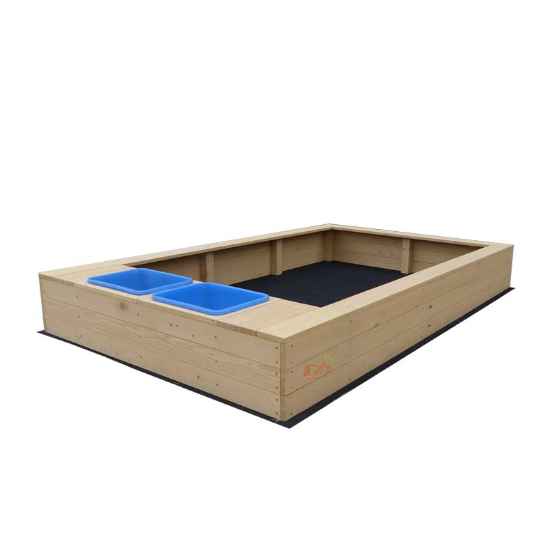 kids wooden sandpit with cover and plastic storage 2