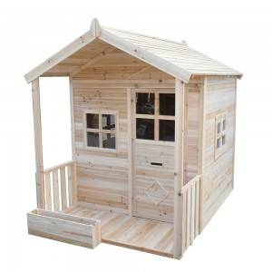 C245 Kids Wooden House Children Outdoor Playhouse with Balcony