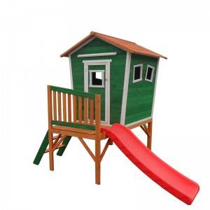C275 Drewniany domek ogrodowy dla dzieci ze zjeżdżalnią Domek do zabawy na świeżym powietrzu dla dzieci