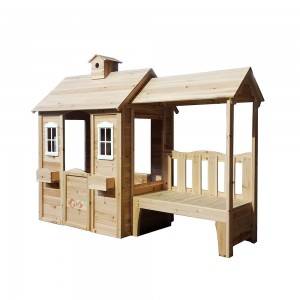 C553 Play House for Children Wooden Cubby Playhouse with Sofa