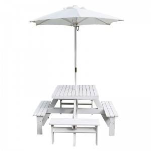 C390 Good Quality Wooden Outdoor Picnic Table Sets with Bench & Parasol