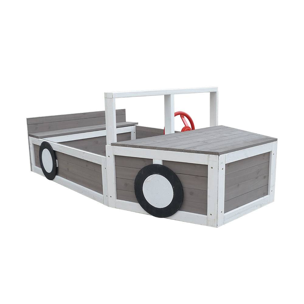 C296 Wood Boat-shaped Sandbox With Steering Wheel Featured Image