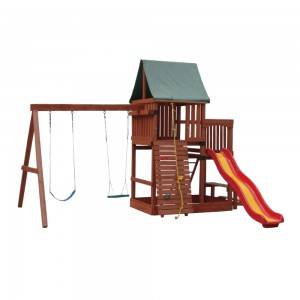C487 Juego de columpios y toboganes de madera para niños Juegos al aire libre