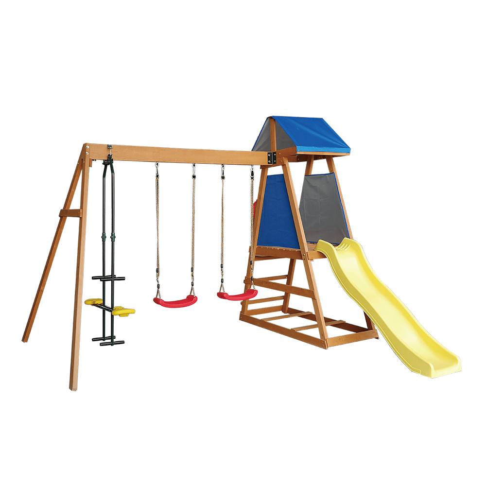 C044 Wooden Kids Swing And Slide Set Featured Image