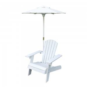C497 Holz-Adirondack-Stuhl für Kinder im Freien mit Sonnenschirm