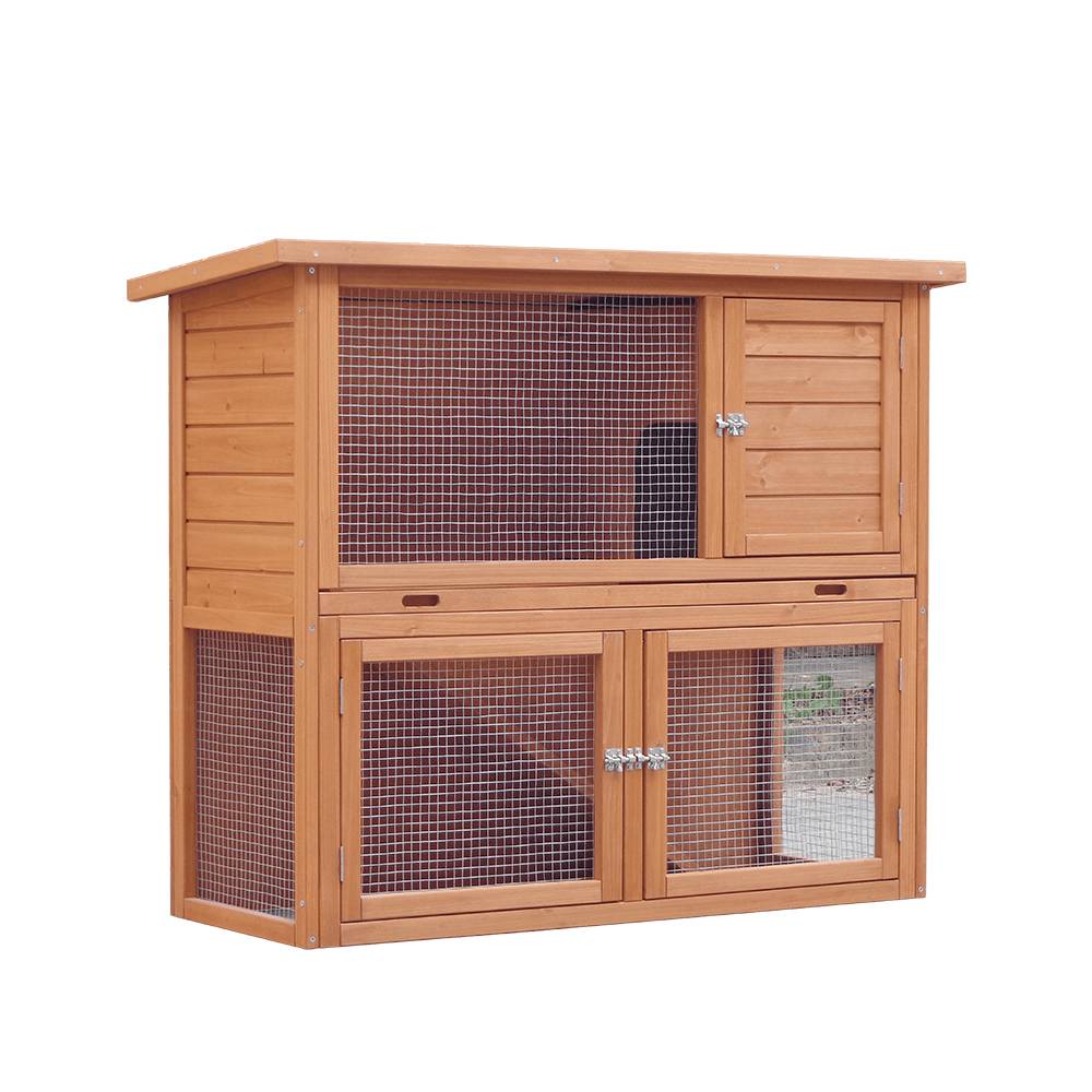 100% Original Factory Childrens Play Kitchen - Wood Rabbit Hutch With Galvanized Wire Mesh And Two Floors – GHS