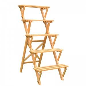 G188 Wooden Planting Shelf 5 Tier Plant Stand Display