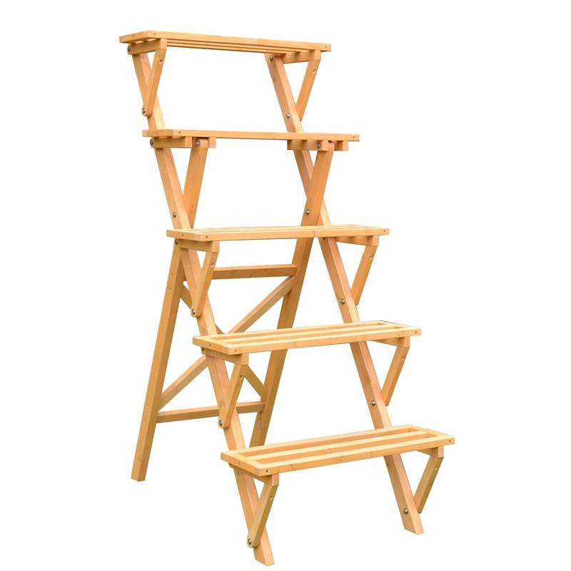 wooden 5 tier plant stand