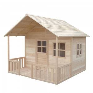 C156 Casita de juegos de madera para niños al aire libre con balcón