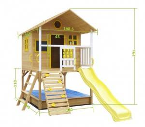 PE84 wooden kids playhouse with slide