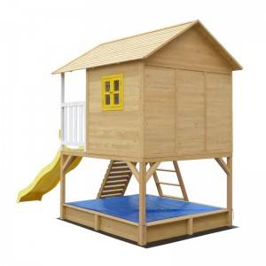 PE84 wooden kids playhouse with slide