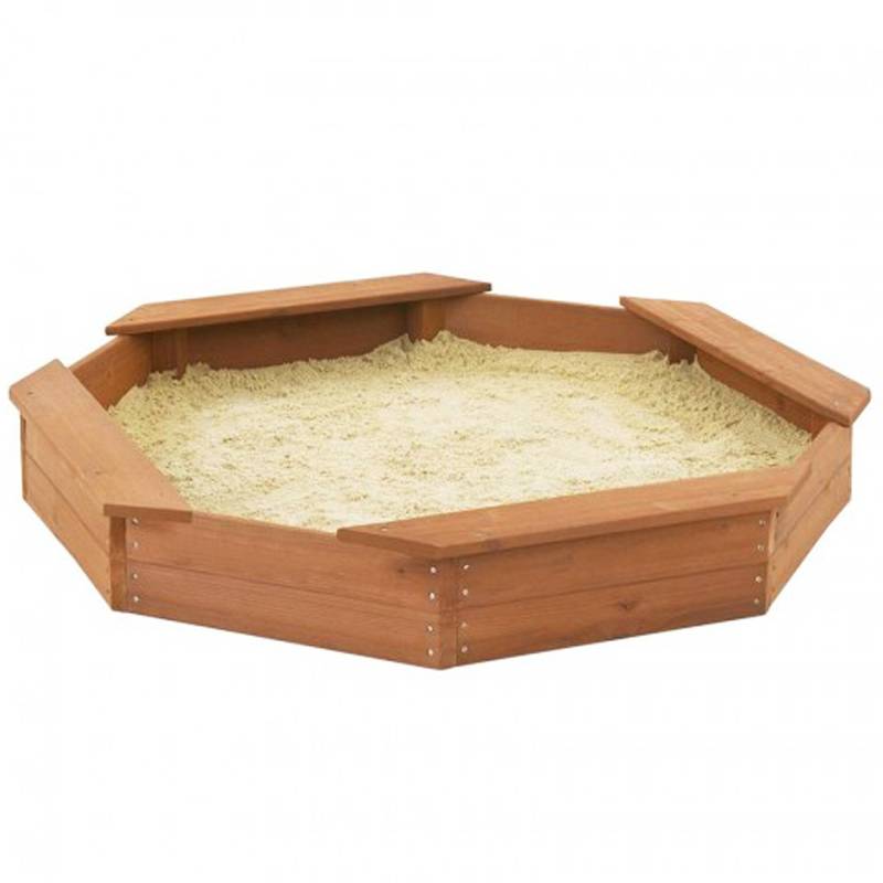 C053 Octagan Wooden Sandbox Wood Sandpit  with Bench for Kids Featured Image