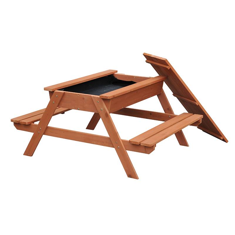 C393 Garden Wooden Picnic Table Bench Set Outdoor Table with Sandbox for Children Featured Image