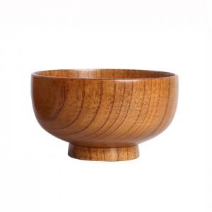 Restaurant Tableware Cheap Reusable Eco-friendly Blank Round Wooden Mixing Serving Bowls For Food