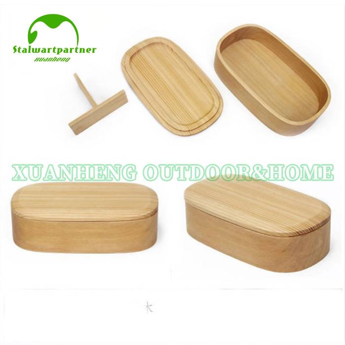 Eco-friendly 3 Compartment Bamboo Wooden Food Bento Lunch box
