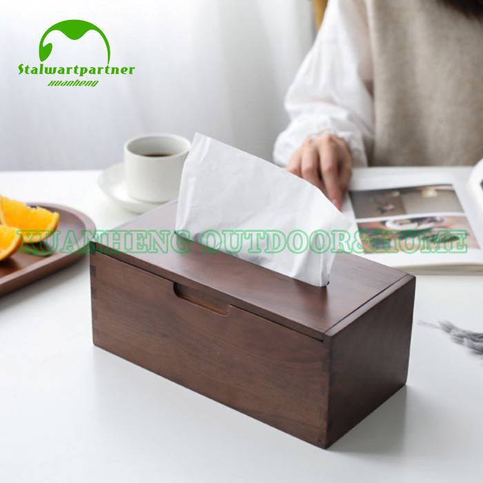 Walnut Material Square Home Wooden Tissue Box