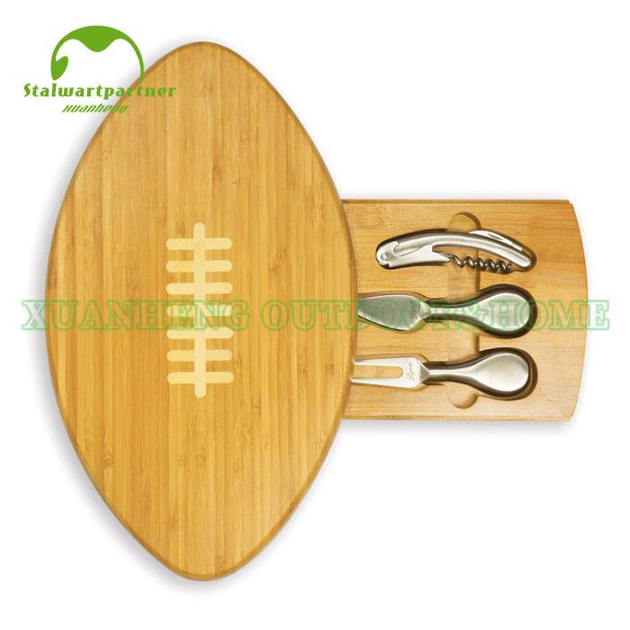 Bamboo Cheese Board Set Sporting Three Stainless Steel Cheese Tools